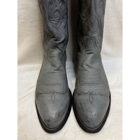 TONY LAMA Cowboy Boots Mens Gray Leather Western Pull On Rodeo 10EE READ - Picture 5 of 16